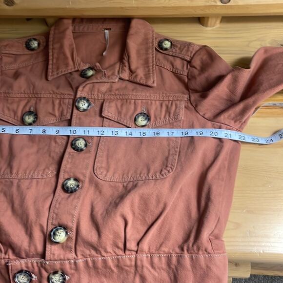 Free People Eisenhower terra cotta denim cropped jacket women's S - Picture 11 of 11